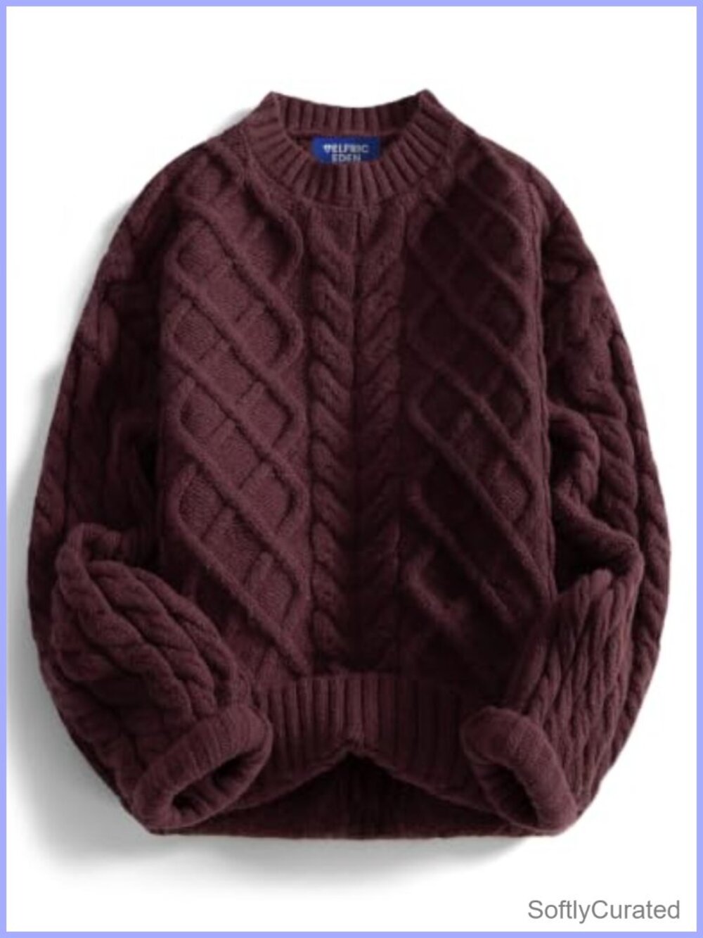 Oversized Cable Knit Sweater Crewneck Pullover Women